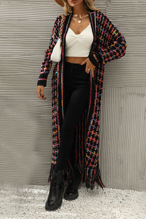 Nonnadress Fringe Long Cardigan Sweater Coat