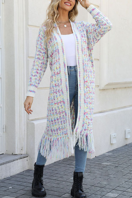 Nonnadress Fringe Long Cardigan Sweater Coat