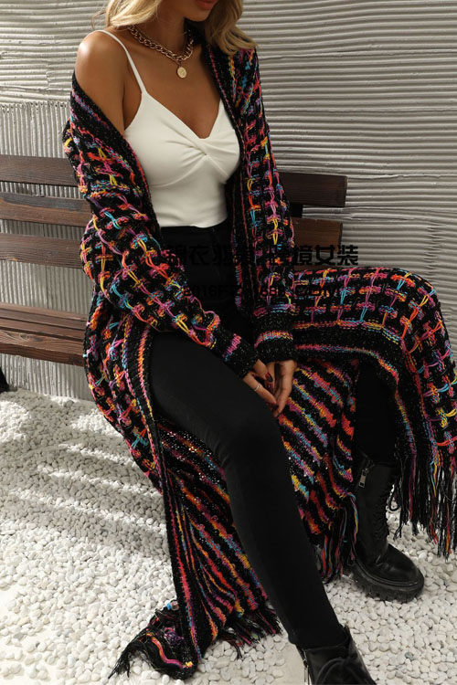 Nonnadress Fringe Long Cardigan Sweater Coat