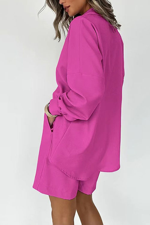 Nonnadress Casual Long Sleeve Shirt and Loose Shorts Two-piece Set