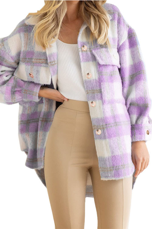 Nonnadress Plaid Mohair Tweed Thick Coat