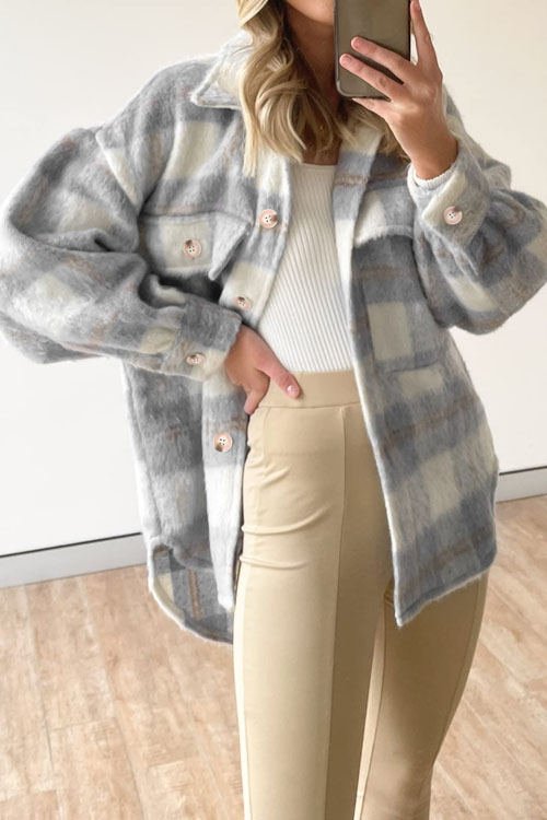 Nonnadress Plaid Mohair Tweed Thick Coat
