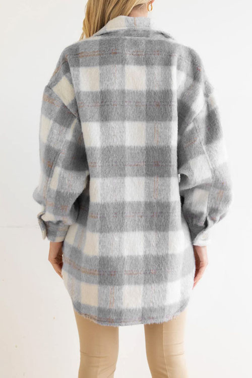 Nonnadress Plaid Mohair Tweed Thick Coat