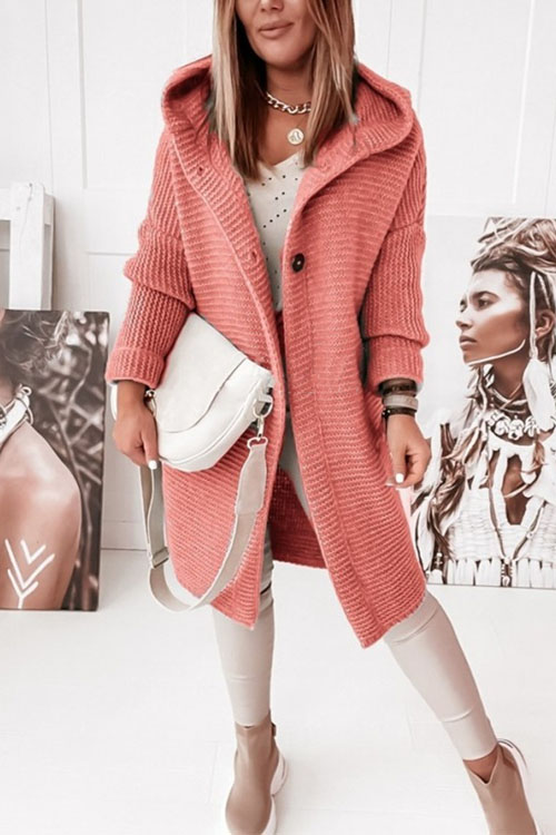 Nonnadress Knit Hoodie Loose Sweater Cardigan