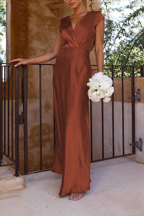 Nonnadress Solid Color V-neck Mermaid Gown Long Dress