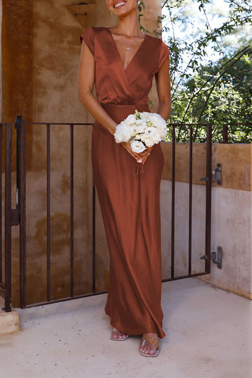 Nonnadress Solid Color V-neck Mermaid Gown Long Dress