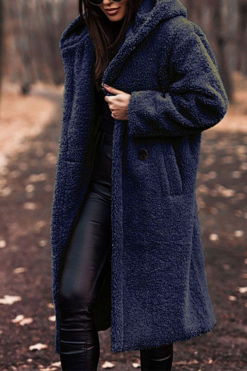 Nonnadress Fashion Long Solid Color Long Sleeves Wool Coat