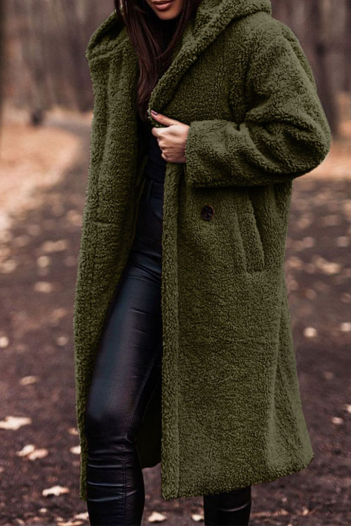 Nonnadress Fashion Long Solid Color Long Sleeves Wool Coat