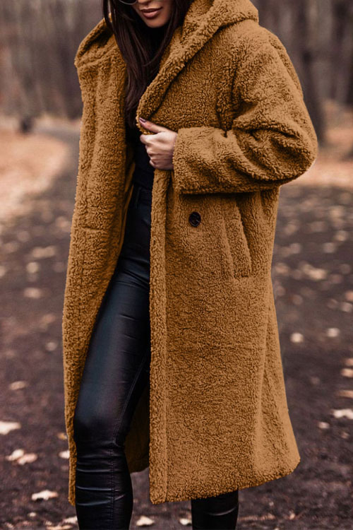 Nonnadress Fashion Long Solid Color Long Sleeves Wool Coat