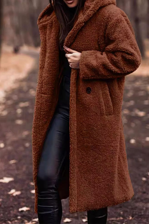 Nonnadress Fashion Long Solid Color Long Sleeves Wool Coat