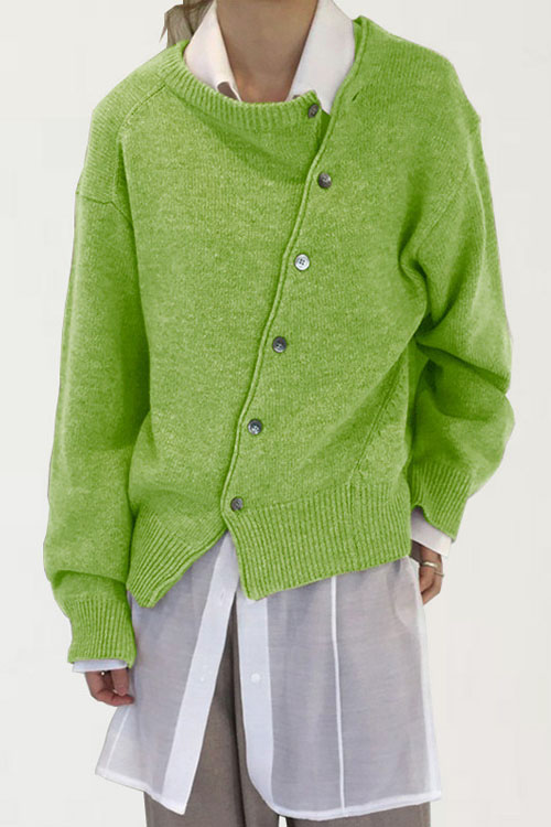 Nonnadress Asymmetrical Button Irregular Design Knit Sweater Cardigan
