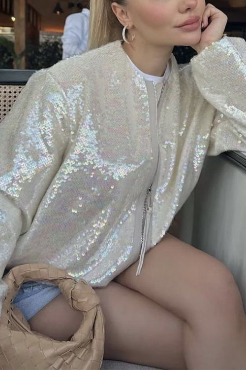 Nonnadress Sequin Baseball Bomber Jacket
