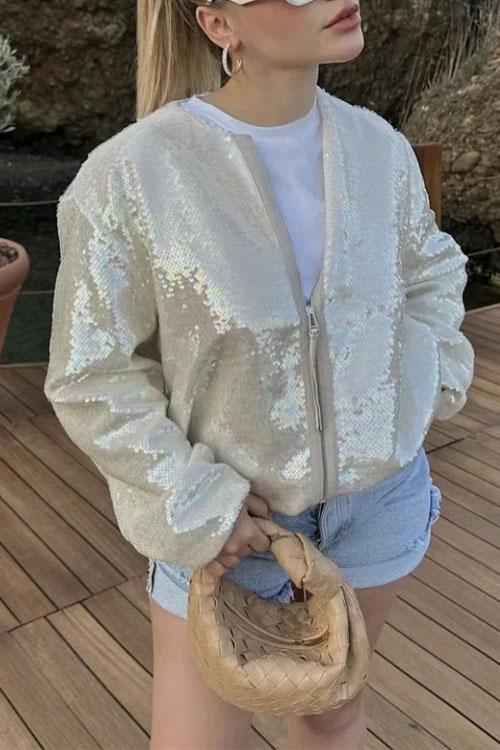 Nonnadress Sequin Baseball Bomber Jacket