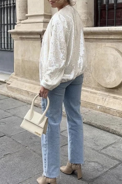 Nonnadress Sequin Baseball Bomber Jacket