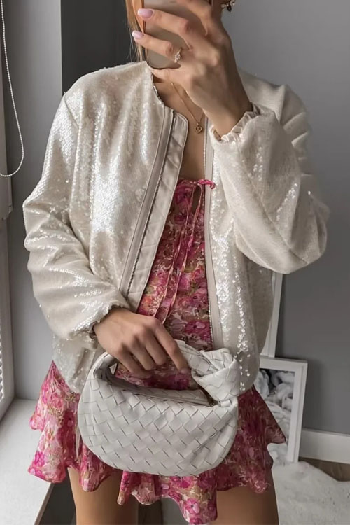 Nonnadress Sequin Baseball Bomber Jacket