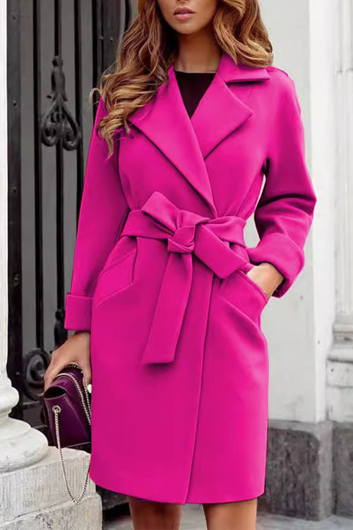 Nonnadress Fashion Slim-fit Belted Wool Lapel Coat