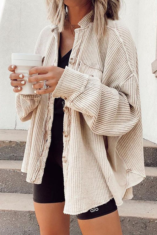 Nonnadress Casual Lapel Pocket Irregular Shirt Jacket