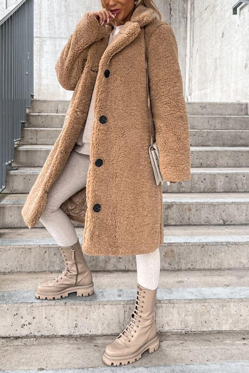 Nonnadress Faux Fur Lapel Plush Long Coat