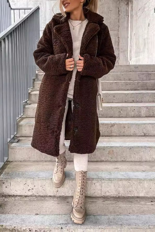 Nonnadress Faux Fur Lapel Plush Long Coat
