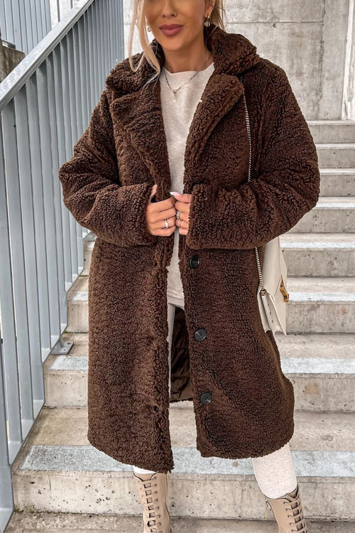 Nonnadress Faux Fur Lapel Plush Long Coat