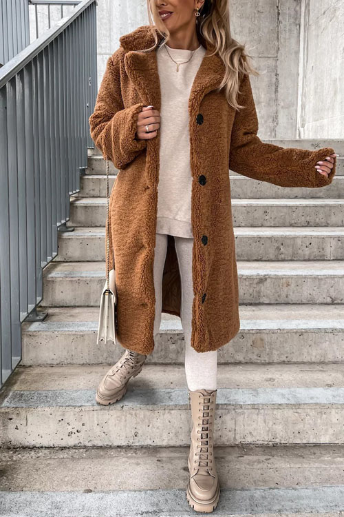 Nonnadress Faux Fur Lapel Plush Long Coat