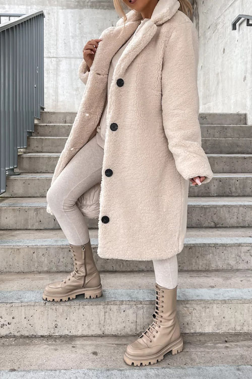 Nonnadress Faux Fur Lapel Plush Long Coat