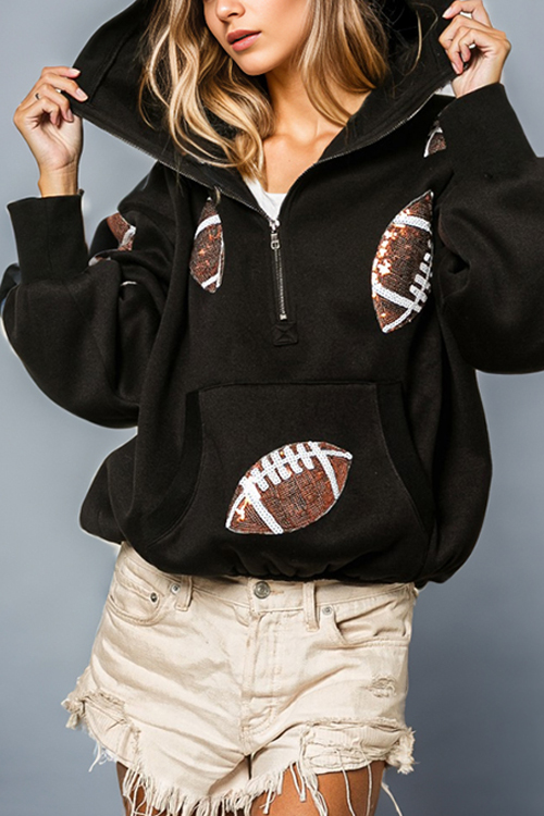 Nonnadress Rugby Hooded Sweatshirt Pullover Top
