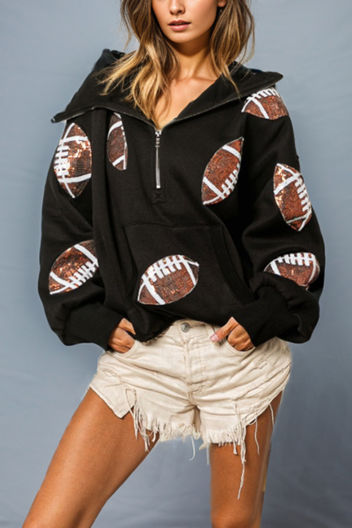 Nonnadress Rugby Hooded Sweatshirt Pullover Top