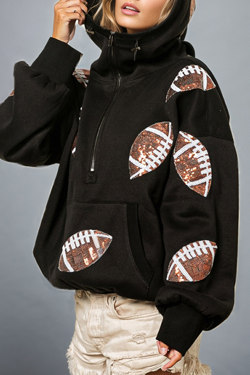 Nonnadress Rugby Hooded Sweatshirt Pullover Top