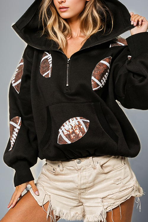 Nonnadress Rugby Hooded Sweatshirt Pullover Top