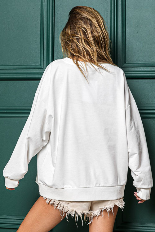 Nonnadress Letter Print Crew Neck Casual Christmas Sweatshirt