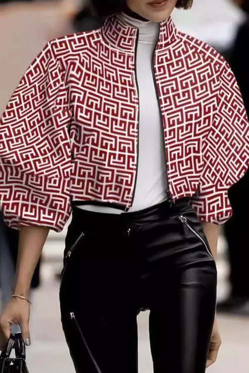 Nonnadress Fashion Polka Dot Print Cropped Top Jacket