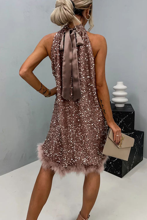 Nonnadress Sequin Halter Neck Party Dress