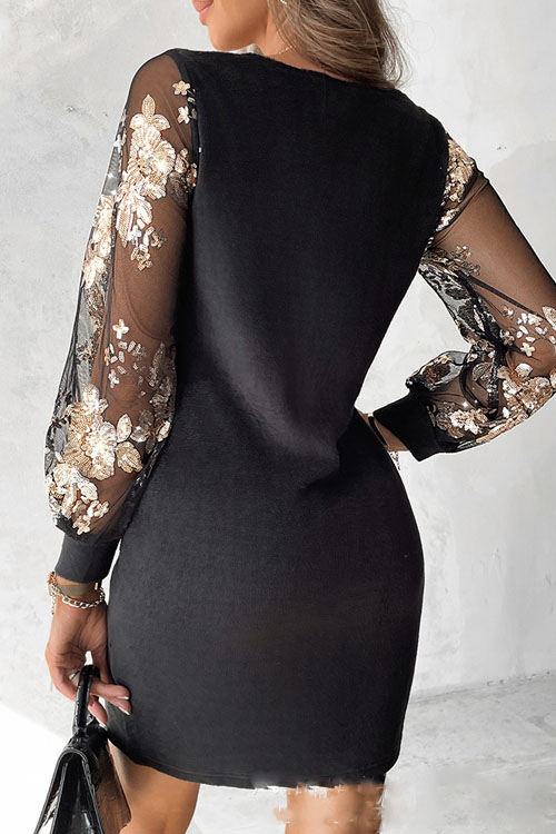 Nonnadress Sequin Decorated V-neck Casual Dress