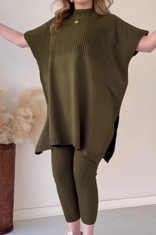 Nonnadress Oversized Bat Sleeve Knitted Casual Two-piece Set