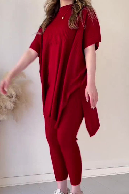 Nonnadress Oversized Bat Sleeve Knitted Casual Two-piece Set