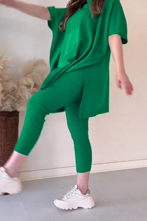 Nonnadress Oversized Bat Sleeve Knitted Casual Two-piece Set