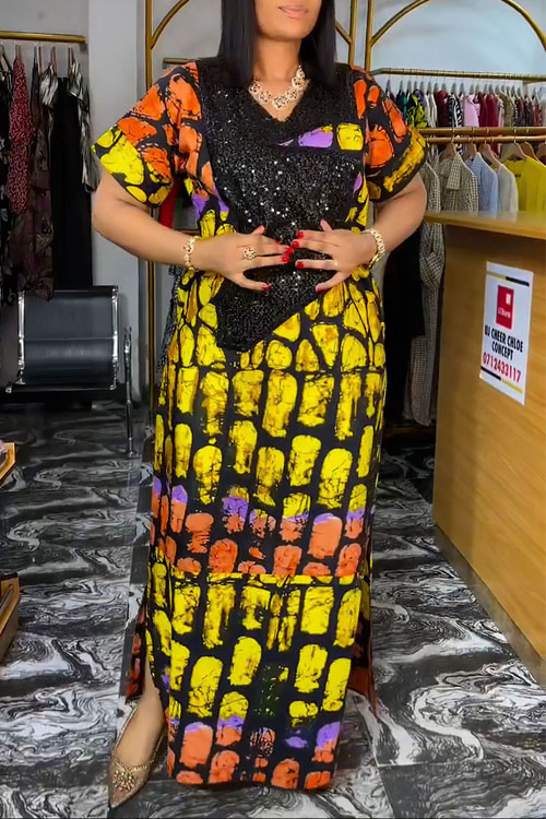 Nonnadress Velvet Sequin Printed Loose Dress