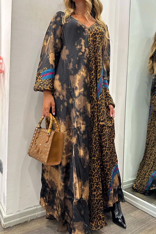 Nonnadress Loose Leopard Print Long Casual Dress