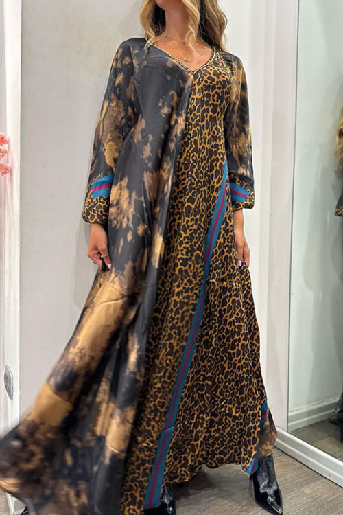 Nonnadress Loose Leopard Print Long Casual Dress