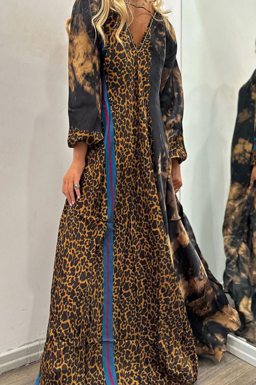 Nonnadress Loose Leopard Print Long Casual Dress
