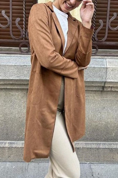 Nonnadress Blazer Collar Casual Elegant Trench Coat