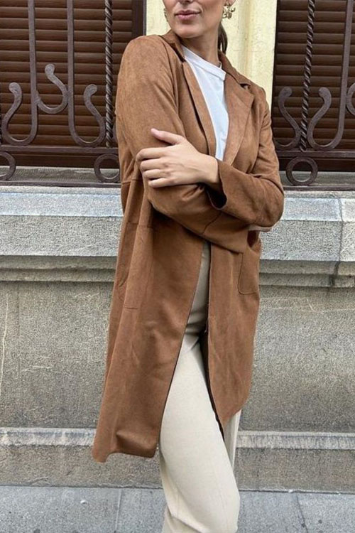 Nonnadress Blazer Collar Casual Elegant Trench Coat
