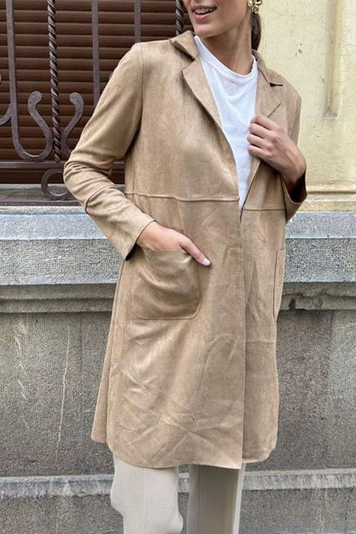 Nonnadress Blazer Collar Casual Elegant Trench Coat