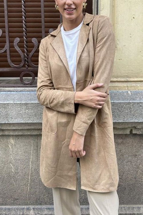 Nonnadress Blazer Collar Casual Elegant Trench Coat