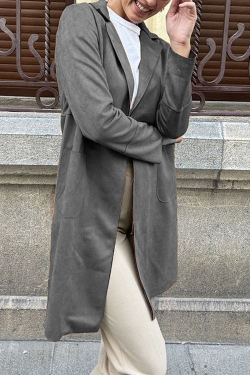 Nonnadress Blazer Collar Casual Elegant Trench Coat