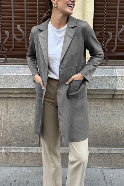 Nonnadress Blazer Collar Casual Elegant Trench Coat