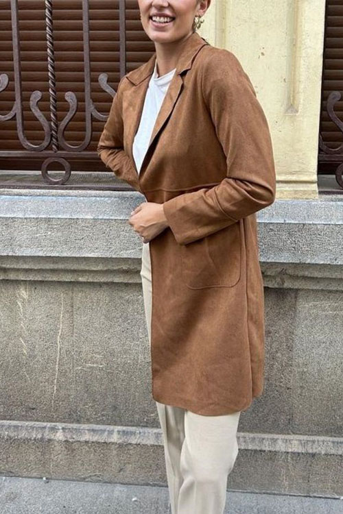 Nonnadress Blazer Collar Casual Elegant Trench Coat