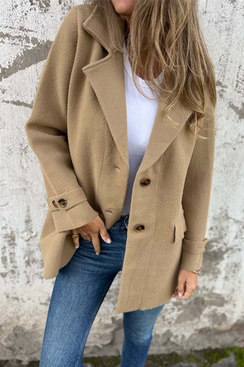 Nonnadress Wool Casual Loose Lapel Cardigan Coat