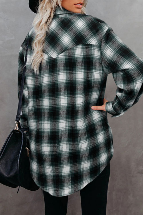 Nonnadress Plaid Loose Lapel Cardigan Shirt
